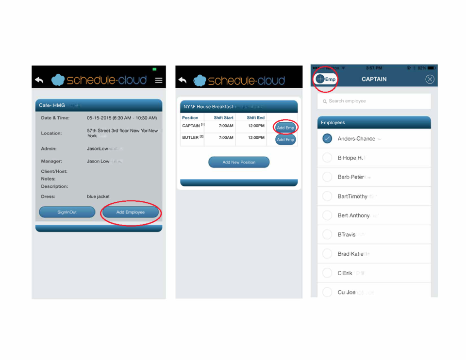screenshot of schedule cloud